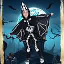 Wizland Kids Bat Skeleton Costume, Glow in the Dark Vampire Bat onesie, Scary Halloween Costume for Boys and Girls