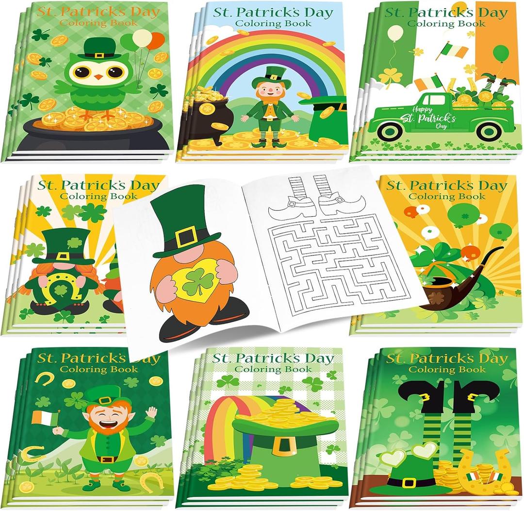 Faccito 24 Pcs St. Patrick's Day Coloring Book for Ireland Coloring Book Bulk Irish Mini DIY Art Drawing Activity Set for St. Patrick's Day Classroom Activities Party Supplies