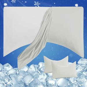 HOMBYS 2 Pack King Size Light Grey Cooling Curved Pillow Cases with Zipper Design, Luxurious & Breathable, Machine Washable-King Size, Light Grey