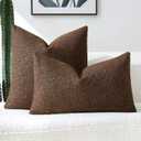 FUTEI Coffee Chenille Decorative Throw Pillow Covers 18x18 Inch Set of 2,Soft Chenille Jacquard Textured Cushion Case,Modern Home Decor for Couch Living Room