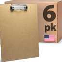 Officemate Recycled Wood Clipboards, Low Profile Clip, 6 Pack Clipboards, Letter Size (9 x 12.5 Inches), Brown (83806)