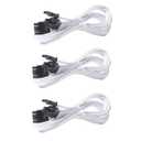 PCIE Cable for Corsair, 65CM Male to Male 8 Pin to 6+2 Pin GPU Power Cable for Thermaltake, ARESGAME Modular Power Supply (25'') (3-Pack White 16AWG)