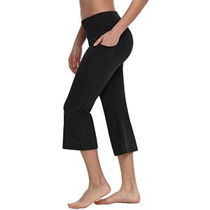 baleaf Women Flare Capri Leggings with Pockets Yoga Pants Bootcut Casual Cotton Work Summer Lounge Size 3XL