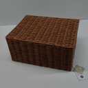 Set of 3 Woven Wicker Storage Basket Box with Lid & Lock, Built-in Carry Handles, Multifunctional Storage Organiser for Nursery, Baby, Clothes, Toys, Books, Large/Medium/Small Size (Natural)