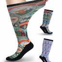 YOKEEP Diabetic Socks for Women & Men Extra Wide, 4 Pairs Over The Calf Non Binding Diabetic Lymphedema Neuropathy Edema Swollen Feet Cast Boot Socks Bariatric for Women Men, L