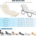 2 Pcs Outdoor Chaise Lounge Cushion 72" x 21" x 3", 4-Section Folding Patio Lounge Chair Cushion with Ties, Waterproof & Fade Resistant Replacement Cushion for Pool, Patio, Deck (Beige, 2 Pcs)