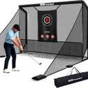 Haokelball Golf Practice Hitting Net for Driving Real Balls, 10x8ft Heavy Duty Netting for Indoor Outdoor with Side Barriers, Ball Return & Collection System, Silent Impact Target and Carry Bag
