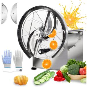 Commercial Manual Vegetable Fruit Slicer - 0.2-13mm Adjustable Thickness, Stainless Steel Manual Vegetable Cutter Machine with 2* Extra Blades for Slicing Fruit Potato Lemon Onion Cabbage Tomato