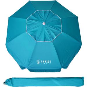 AMMSUN 6.5 Foot Heavy Duty Beach Umbrella for Sand with tilt Air Vent Sun Shelter, UV 50+ Protection Outdoor Sunshade Umbrella with Carry Bag for Patio Garden Beach Pool Backyard Sky Blue