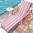 Ruikyhom Lounge Chaise Chair Towel Cover - 1 Pc Ultra Plush & Absorbent Micro Fleece Towel Cover for Pool,Beach,Outdoor(Garden,Courtyard) | Faster Drying, Non-Slip, 2 Side Pockets | 85" x 30" - Pink