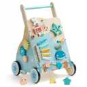 ROBUD Wooden Baby Walker, Montessori Walker Toy, Baby Push Walker with Brake, Activity Center, Adjustable Height Handle, Push Toys for Boys and Girls Learning to Stand and Walk, Ages 10m+