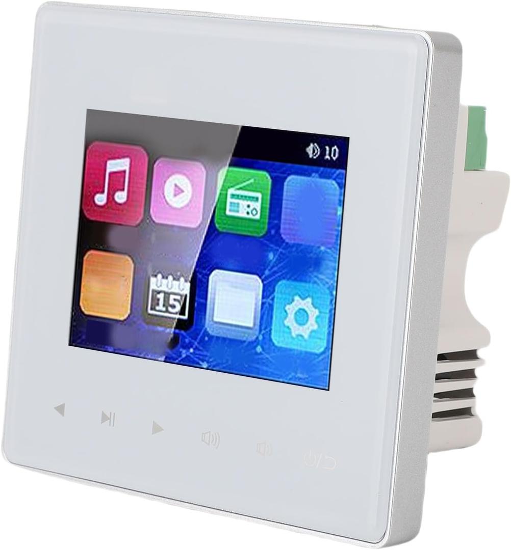 Zopsc Smart Bluetooth Wall Amplifier with 2.8in HD Touch Screen, FM Radio, Timer Control, Multi Zone Audio for Ceiling Speakers, 4x25W Output, Aluminum Alloy