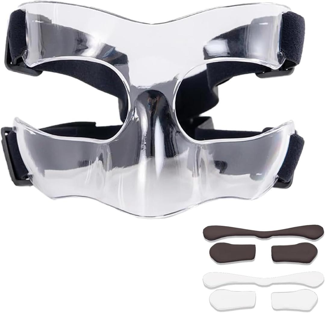 Sports Face Guard, Nose Guard for Broken Nose, Basketball Football Softball Training Face Shield Masks with Foam Padding for Men and Women