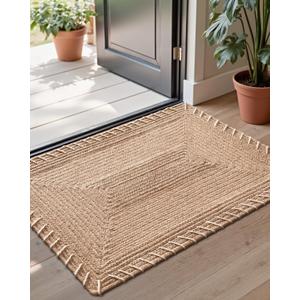 LUMI Handwoven Jute Door Mat, Durable Entryway Mat, Welcome Front Doormat, Solid Floor Mats for Entrance, 32"x 48", Knit Jute