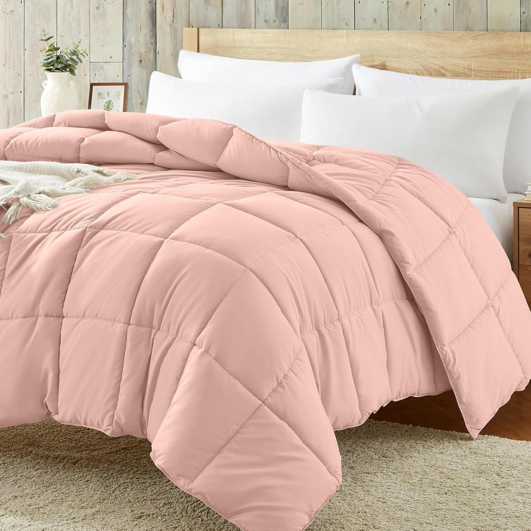 Homelike Moment Comforters Queen Size - Pink Duvet Insert Down Alternative Bed Queen Comforter, Lightweight Bedding Comforters Full Size Quilted Soft All Season Solid Pink