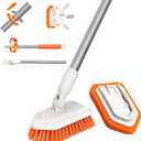 Shower Scrubber for Cleaning with Long Handle - Dolanx 2 in 1 Tub and Tile Scrub Brush with 1 Scouring Pads and 1 Stiff Bristle Brush for Bathtub, Bathroom, Wall, Floor, Baseboard