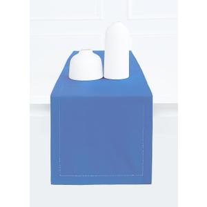 PurpleEssences Light Blue Table Runner - Hemstitch Detail - 100% Cotton Durable Washable Fabric - Ideal for Spring Easter Summer, Perfect as 6 ft Table Linen - Solid Hemstitch - 14 x 72 Inch