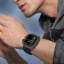 Luxury Translucent Smartwatch Case for Apple Watch Series 10 46mm, Fully Wrapped Lightweight Rugged case with Band, Silicon Strap, Stainless Steel Buttons, Protective Cover for Men/Women (Black)