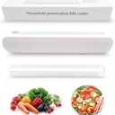 Reusable Plastic Wrap Dispenser with Cutter, Food Wrap Dispenser, Refillable Cling Film/Wax Paper, 1 Roll Plastic Food Wrap Included