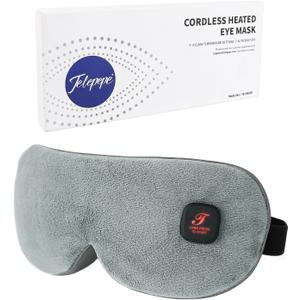 Heated Eye Mask, Cordless Warm Eye Compress for Dry Eyes, Blepharitis, Light Blocking Heat Eye Mask for Men Women, 1000mAh Rechargeable Battery and Washable Cover (Grey)