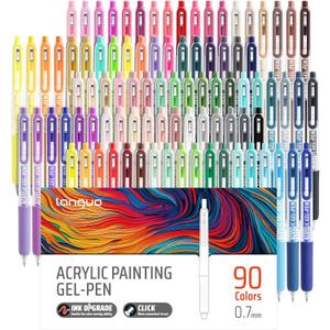 Gel Pens For Coloring, 90 Colors Retractable Colored Pens for Black Paper & White Paper, 0.7mm Fine Point Colorful Pens for Coloring, Writing, Drawing, Journaling, Note Taking, Office, Home
