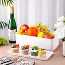 Ziliny 30 Pcs White Serving Platters 14 x 6 Inch Rectangle Serving Trays Reusable Food Tray Dishes Dessert Trays Plastic Plates for Wedding Home Table Thanksgiving Christmas Party
