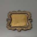 Funly mee Small Antique Trinket Dish Vintage Gold Metal Jewelry Tray, Ring Holder-5.3 x 3.5 x 1.2 inches