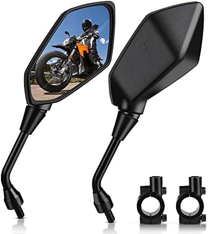 MICTUNING Mirror for Motorbike,Universal Side Mirror with 10mm Bolt 7/8 inches Handlebar Clamp Mirror,High Definition,Blast-resistant Handlebar Wing Foldable Mirrors, End Side Mirror (2 Pack)