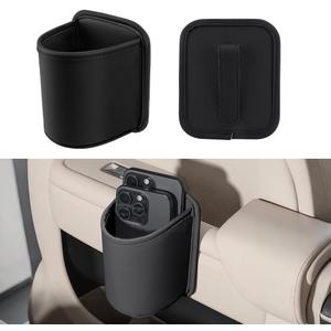 LECART 2 PCS Large Cup Holder for Car Door, Clip On Bottle Holder with Scratch Resistant Leather, Universal Fit Storage Organizer Accessories for Back Seat, Water Cup, Big Drinks, Beverages, Black