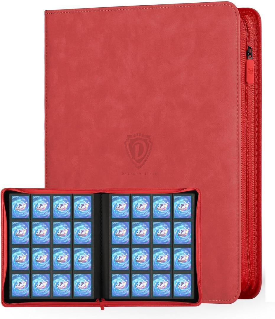 Card Binder with 1024 Cards,16 Pocket Trading Card Binder Includes 32 Page Storage Sleeves,Collection Card Album,Card Holder to Organize and Protect Cards,Red