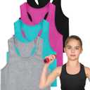 4 Pieces Girls Dance Tank Top Racerback Crop Tank Top Sleeveless Dance Top for Ballet Sport Gymnastics Dancewear(7-8 Year)