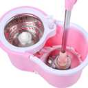 Cute Pink Mop and Bucket Set with 3 Extra Refills (Pink)