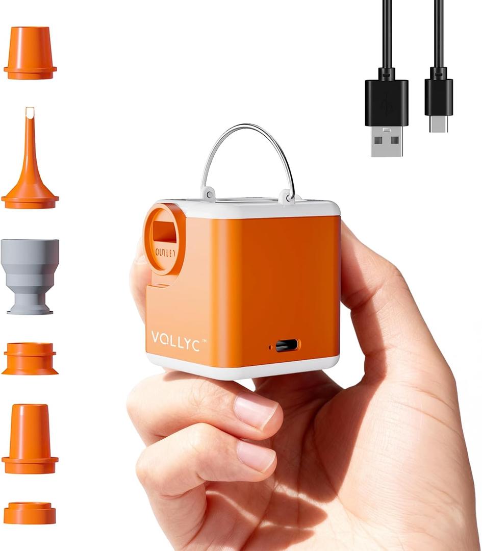 Portable Air Pump for Inflatables, 2400mAh Ultra Powerful Mini Air Mattress Pump with Camping Light, 4.5kPa Electric Air Pump Camping Gear for Pool Float, Air Mattress,Vacuum Storage Bags