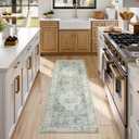 LIVEBOX Washable Rug 2x4 Kitchen Mats for Floor Entryway, Non Slip Front Door Mat for Bathroom Hallway, Boho Low-Pile Small Carpet Farmhouse Indoor Runner Rugs for Bath, Sage Green