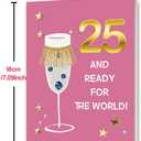 5 x OJsensai Happy 25th Birthday Card Gifts for Daughter Niece Women,5x7inch | 25 Year Old Bday Decoration for Sister Friend Bestie,Heartfelt Inside Message, Idea for Party and Celebration，Pink Envelope