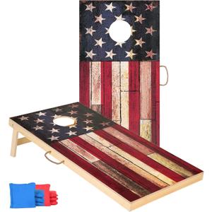 Solid Wood Vintage Cornhole Game Set, Two 4'x2'Cornhole Boards, 8 Cornhole Bags for Indoor and Outdoor Toss Games Competitions, Tournaments