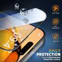 Unbreak Top 9H+ Glass for iPhone 16 pro Screen Protector 12FT Military Armor Shatterproof + Longest Durable, 1:1 Full-Coverage Tempered Glass, Auto-Align Fit Bubble-free, 2-Pack (HD clear)