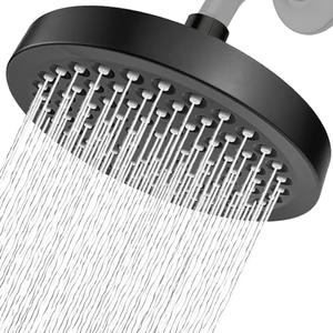 Nuodan High Pressure Rain Shower Head - High Flow Rainfall Showerhead - Luxury Modern Look - Pressure Boosting Bathroom Shower Heads (6 inches, Black)