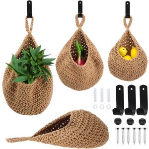 3Pcs Hanging Wall Basket, Teardrop Hanging Baskets, Boho Wall Storage Fruit Baskets for Kitchen, Woven Produce Holder with 3Pcs Strong Hooks, Home Produce Basket, 3 Sizes(Linen) 3Pcs Hanging Wall Basket, Teardrop Hanging Baskets, Boho Wall Storage Fruit Baskets for Kitchen, Woven Produce Holder with 3Pcs Strong Hooks, Home Produce Basket, 3 Sizes(Linen)