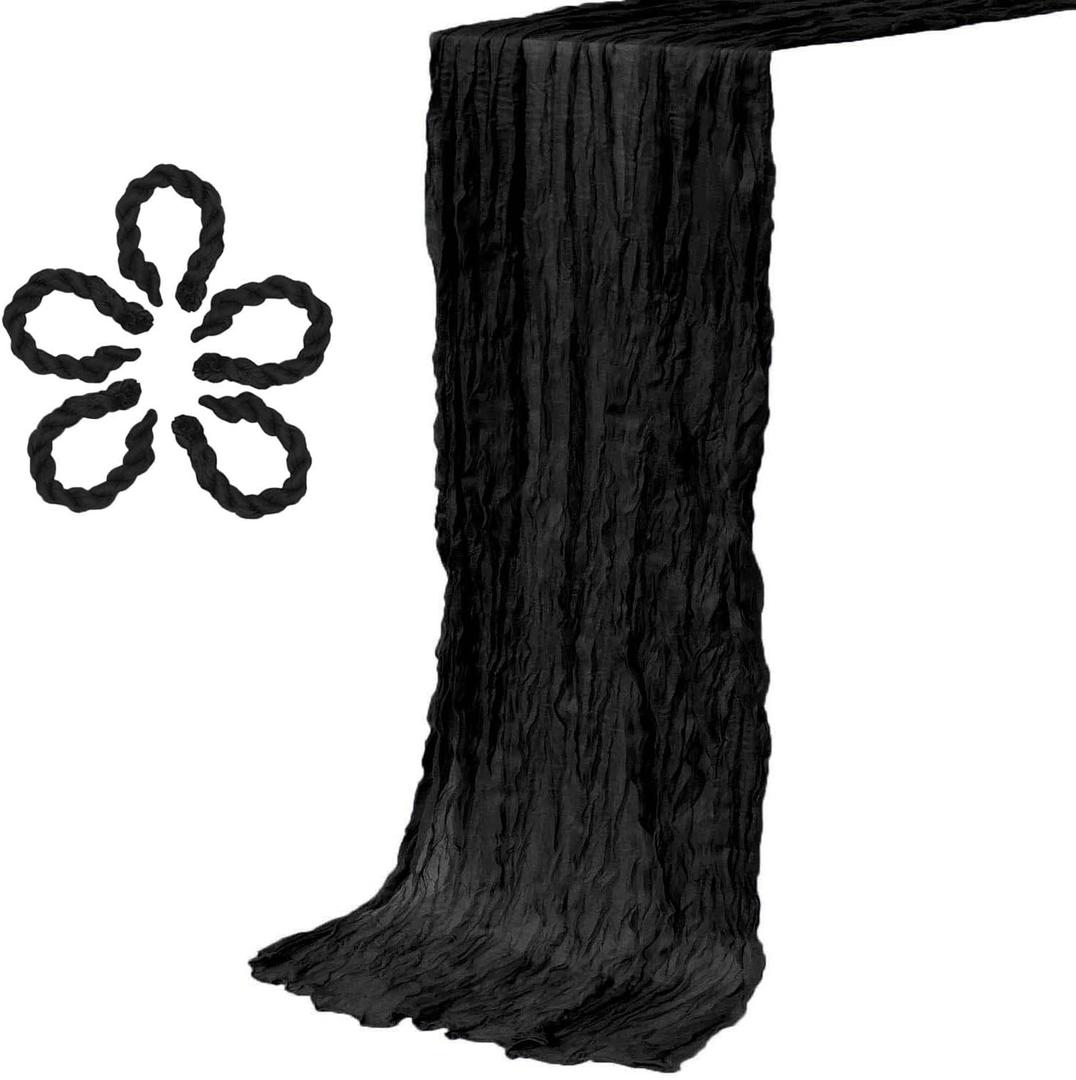 Black Cheesecloth Table Runner 10 FT 5 Packs Gauze Table Runner 120" x 35" for Weddings Bridal Baby Showers Halloween Thanksgiving Table Decorations