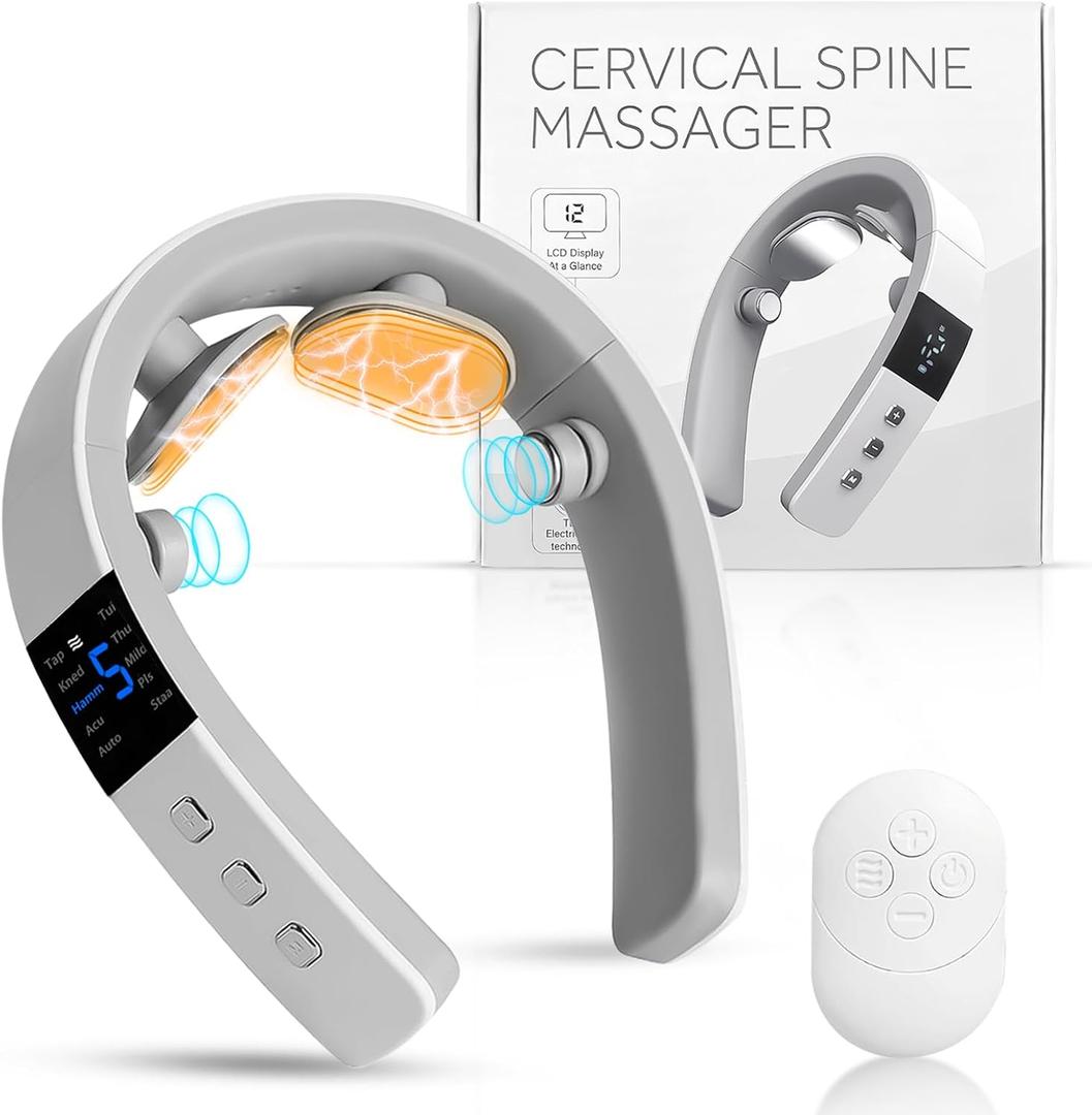 asomooh Neck Massager for Pain Relief Deep Tissue,Electric Portable Neck Massager with Heat for Women Men