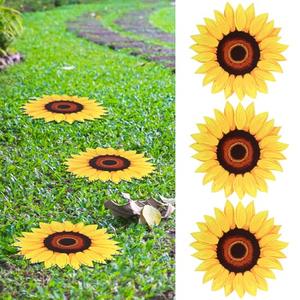 Tandefio 3 Pcs Stepping Stones for Garden 12 Inch Decorative Stepping Stones Outdoor Heavy Duty Sunflower Walkway Iron Pavers for Garden Decor Indoor Outdoor Patio Yard, Colorful Yellow