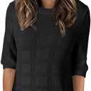 Dokotoo Women's Casual Short Sleeve Loose Tunic Tops Lightweight Crochet Knit Summer Sweaters Blouses (Black, L)
