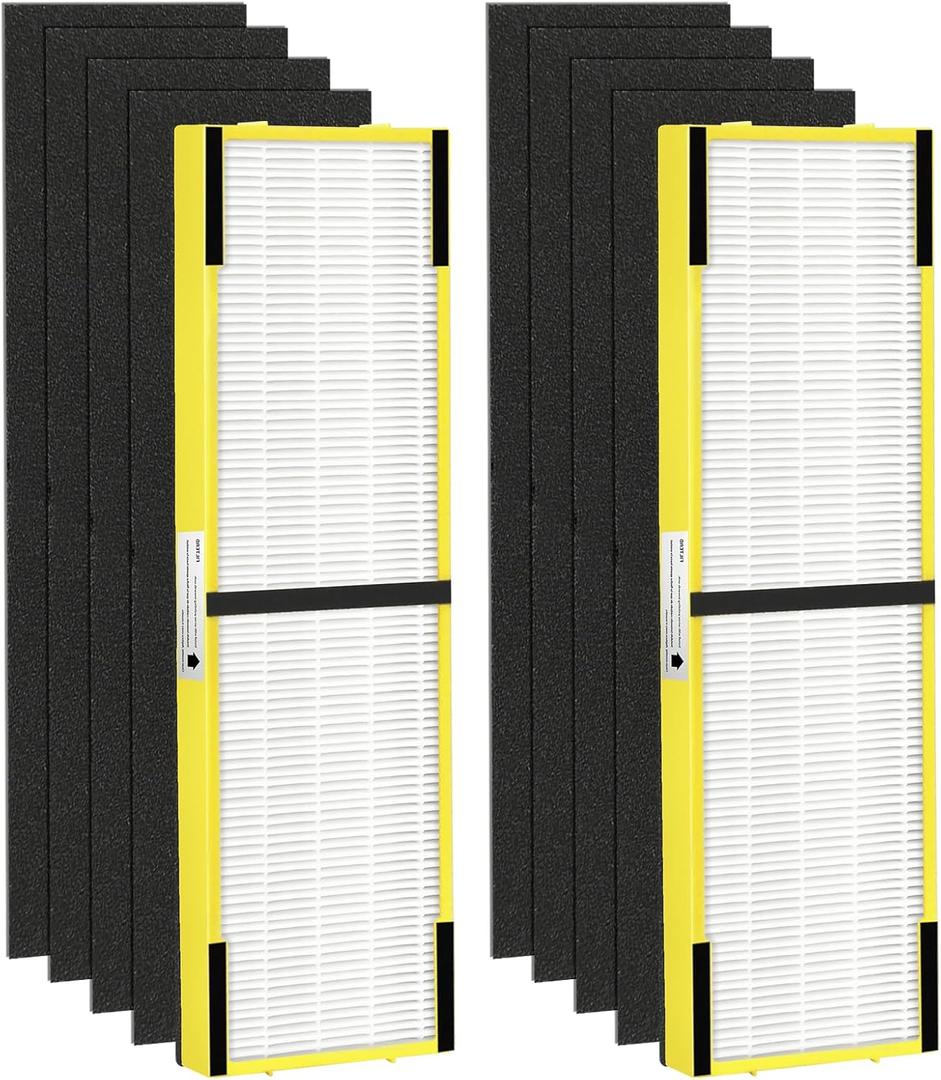 APPLIANCEMATES FLT5000 True HEPA Filter Replacement C for Germ Guardian Air Purifier AC5000, AC5000E, AC5250PT, AC5350B, AC5350W, AC5300B, CDAP5500B, (2 Packs HEPA Filters and 8 Packs Pre-Filters)