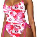 Viottiset Women's Ruched High Cut One Piece Swimsuit Tummy Control Bathing Suit Monokini, (Medium)