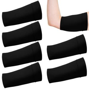 6 Pcs PICC Line Sleeve Cover PICC Line Shower Cover Fashionable Breathable Upper Arm Sleeves for Women Men (Black,Large)