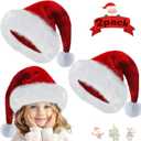 Pack Of 2 Zaffaella Christmas Hat, Santa Hat for Kids, Unisex Velvet Comfort Extra Thicken Xmas Hat for children Christmas New Year Party