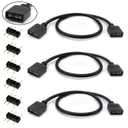 Jstincal (3-Pack) ARGB Extension Cable, 5V 3-Pin Addressable RGB Cable, 1-to-1 Female to Female for Extending Computer PC Fans/LED Lights, 30cm / 11.8in