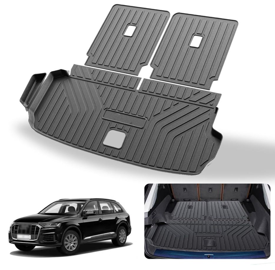 Cargo Mat & Backrest Mats Compatible with 2017-2024 2025 Audi Q7 - TPE All Weather Rear Cargo Liner Rear Trunk Liner Back Seat Cover Protector (2017-2024 Audi Q7)