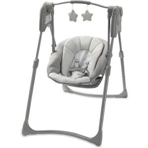 Graco Slim Spaces Compact Baby Swing, Reign
Easy Fold with Carry Handle, Height-Adjustable Legs, Multiple Swing Speeds, Comfortable Infant Head Support, Overhead Toy Bar